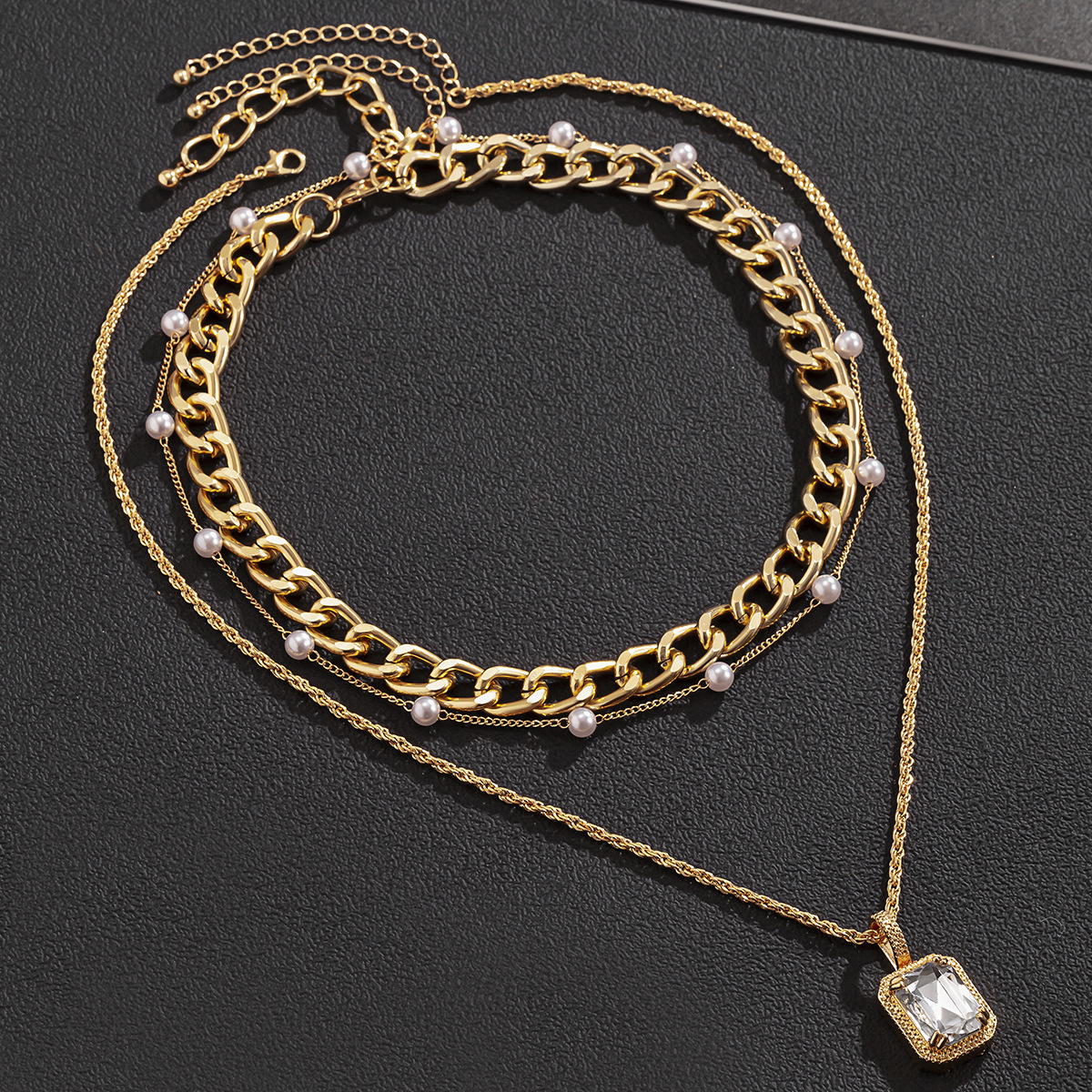 gold Cable Chain Necklace with Pearls