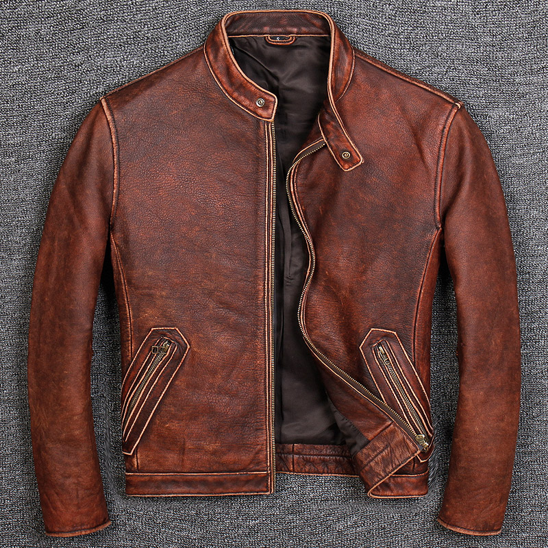 First Layer Cowhide Leather Leather Jacket, Pure Leather Jacket ...