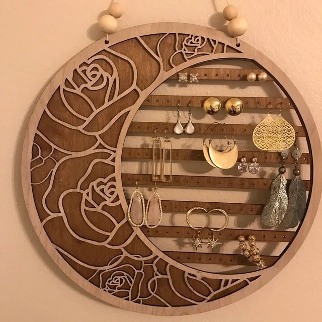 Moon Wall Hanging Earrings Necklace Jewelry Storage Rack CJdropshipping