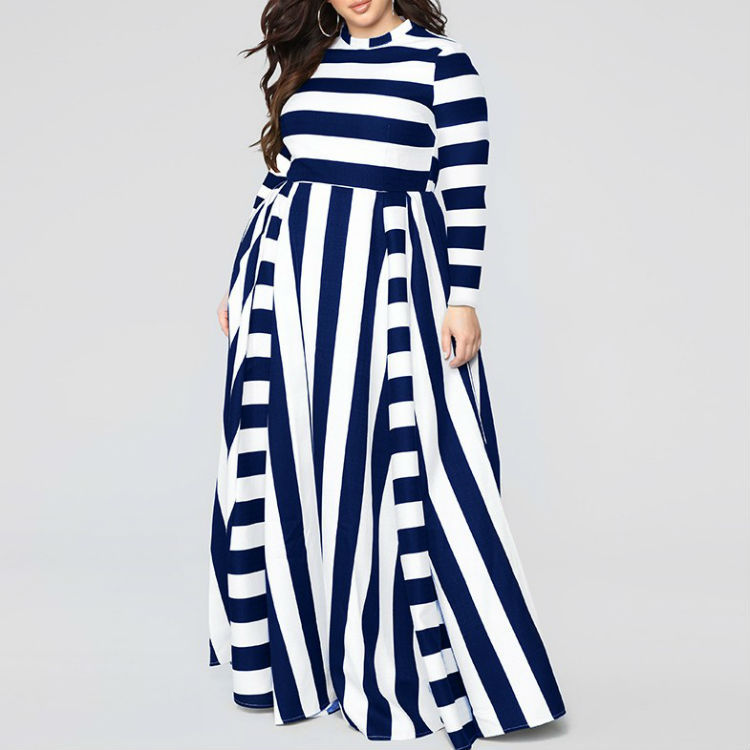 76c0a9aa 66e5 41f7 affa eca381fb70ed - Loose Women''s Dress Plus Size Striped Woman''s Dress
