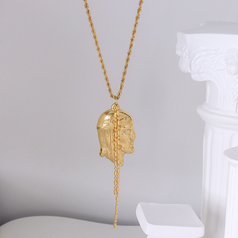 18K Real Gold Little Girl Portrait Design Necklace Chain CJdropshipping