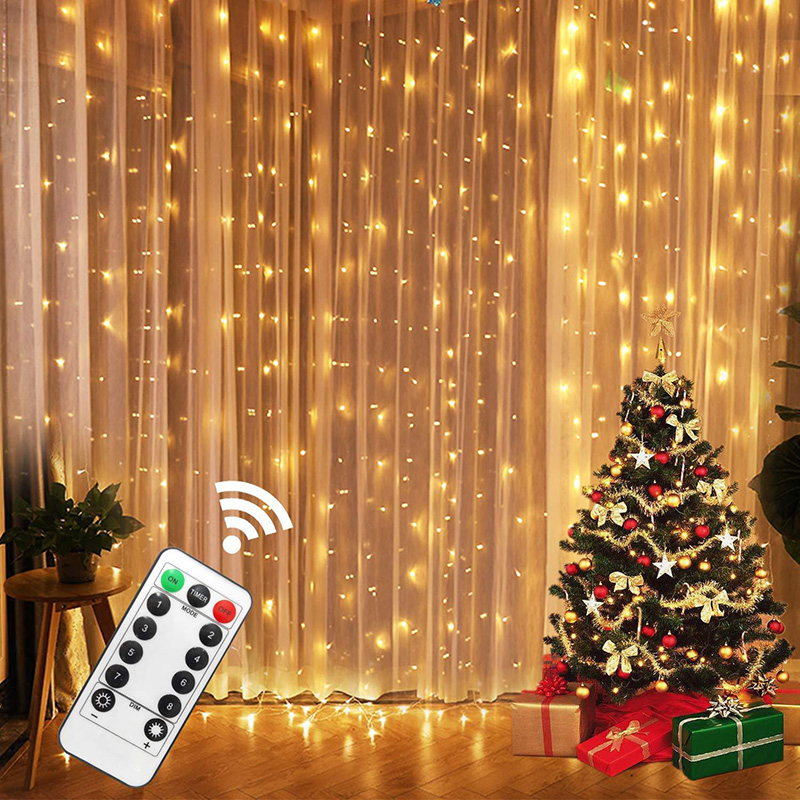 LED Curtain Garland on the Window USB String Lights Remote Control  Christmas Decorations for Home Room