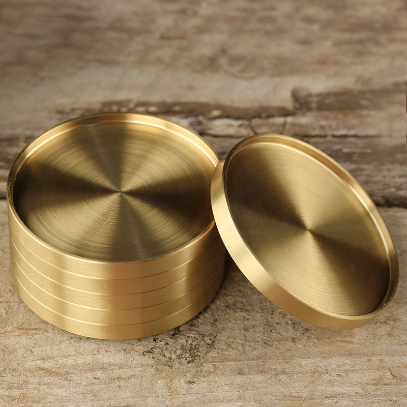 Two-tone Copper & Brass Coasters, Set of 4 