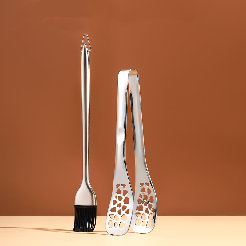 Color: J - 304 Stainless Steel Food Tongs Steak Barbecue Barbecue Bread Cake Food Tongs Silicone Tongs
