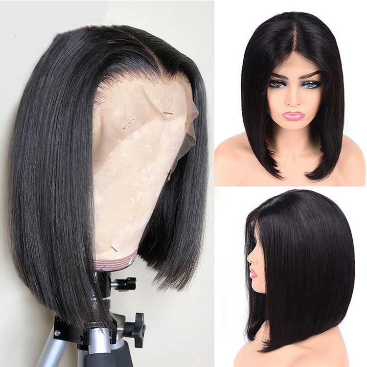 Front lace black Synthetic Straight Hair