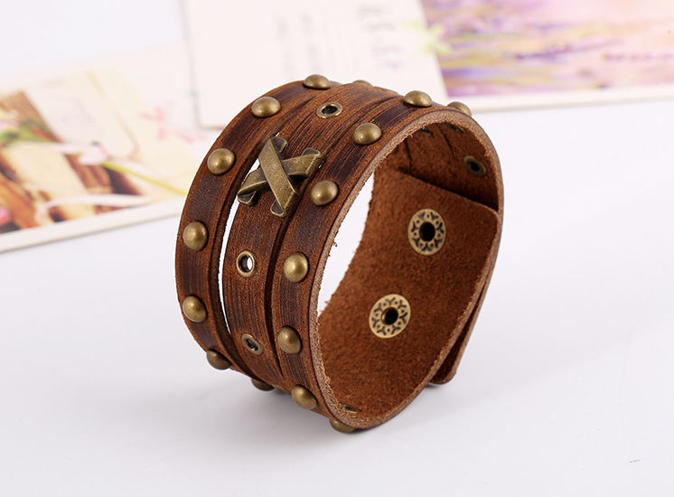 Vintage Punk Leather Bracelet Men's Rivet Leather Bracelet CJdropshipping