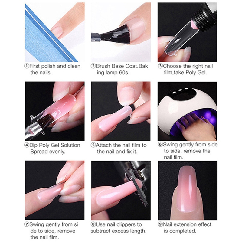 12 COLORS POLY EXTENSION CLEAR CRYSTAL UV BUILDER NAIL GEL SET 15ML