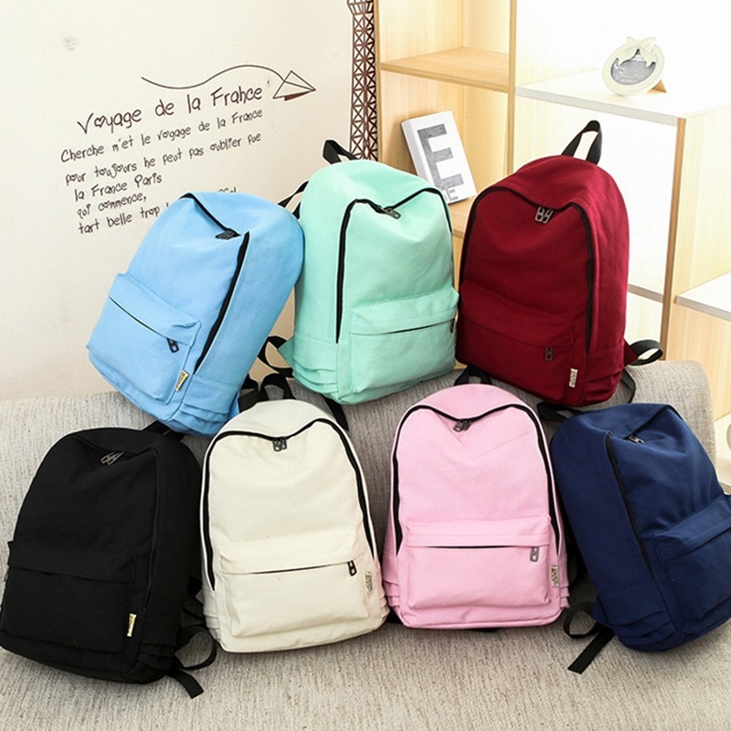 7bc57e92 7151 47c3 8d29 eaaaffd939ca Backpack Women Korean Style Canvas Pure Color Simple