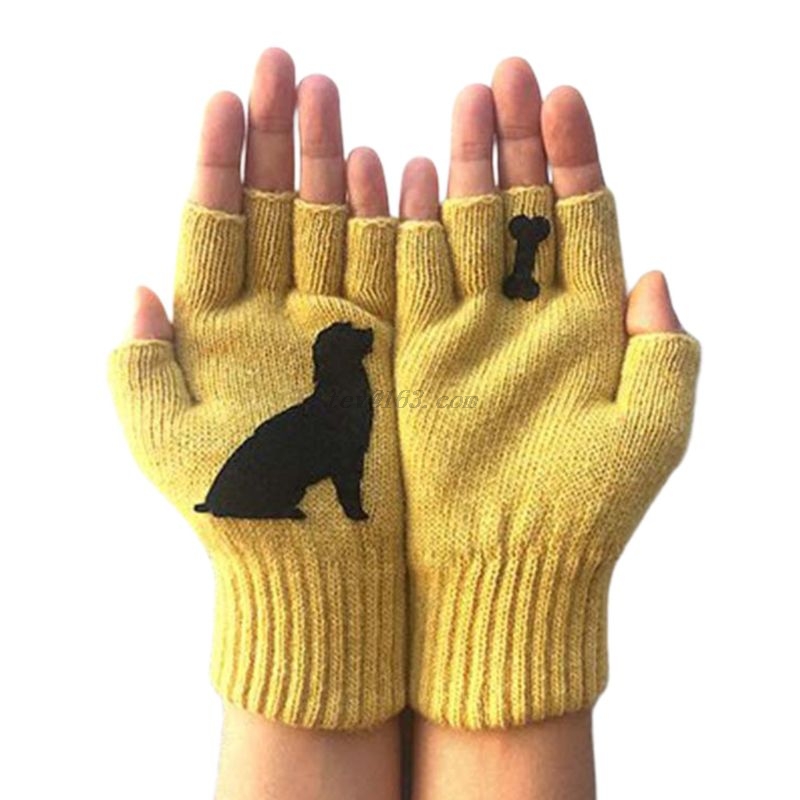 Womens Winter Knitted Fingerless Gloves
