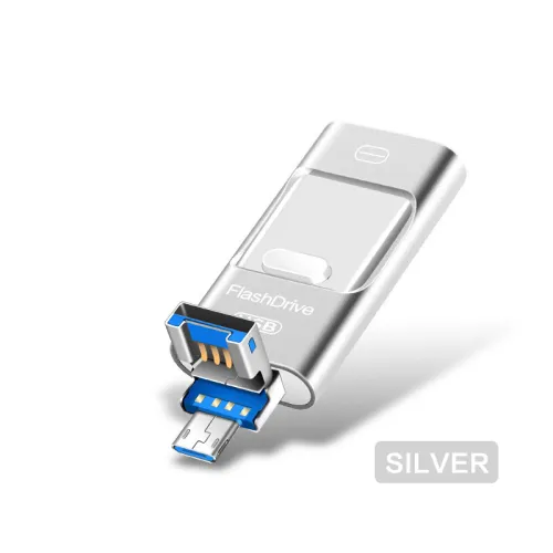 Color: Silver, capacity: 128GB - Universal Three-in-one USB Drive For Mobile Phone And Computer