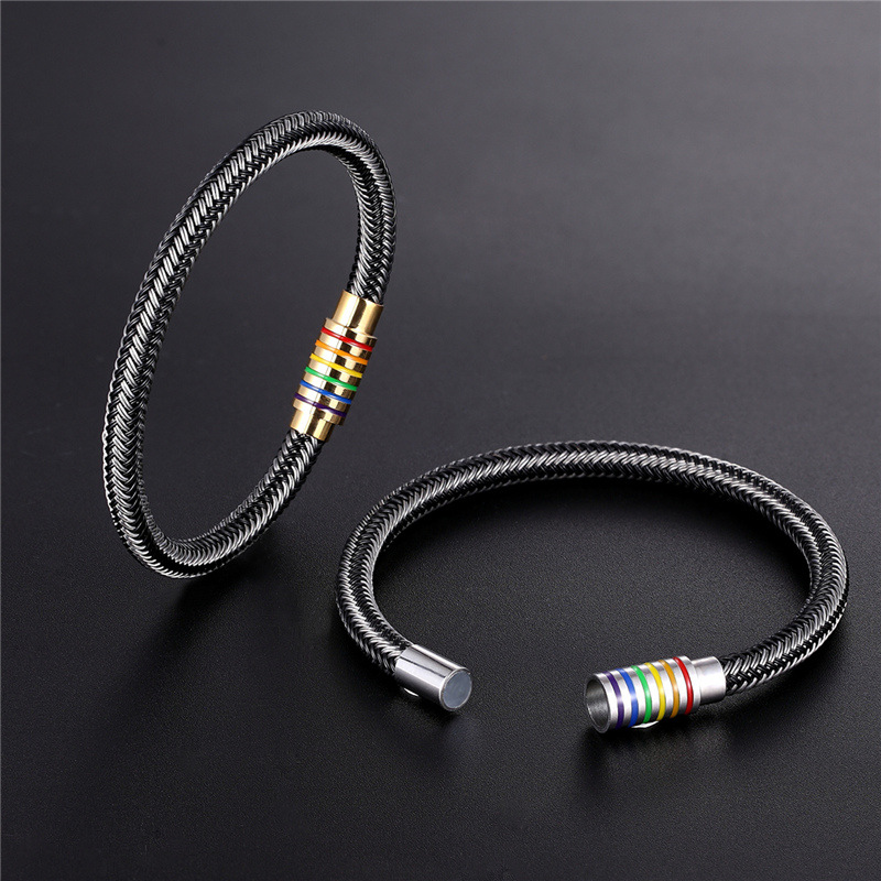 Rainbow Pride Braided Stainless Steel Bracelet - Hip-Hatter