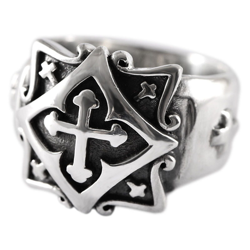 Silver cross ring for men
