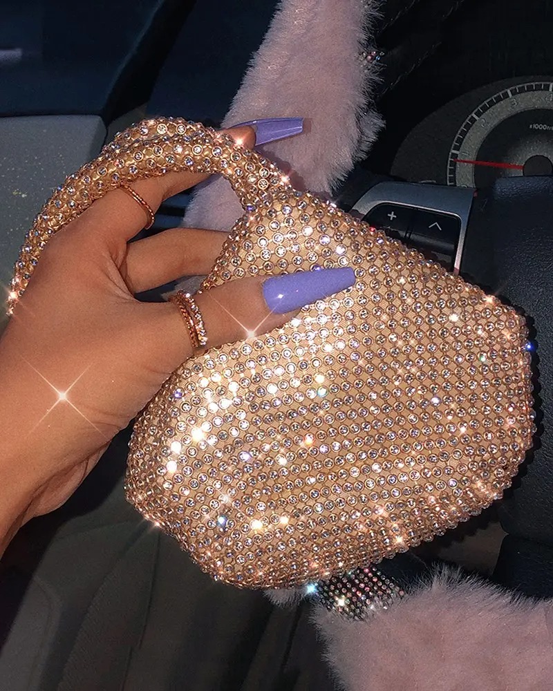 Diamond Triangle Rhinestone Round Dinner Bag CJdropshipping