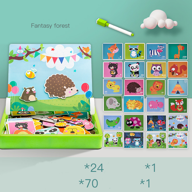 style: A - Magnetic puzzle children''s educational toys magnetic stickers 2-3 years old 6-year-old girls boys kindergarten early education wooden board