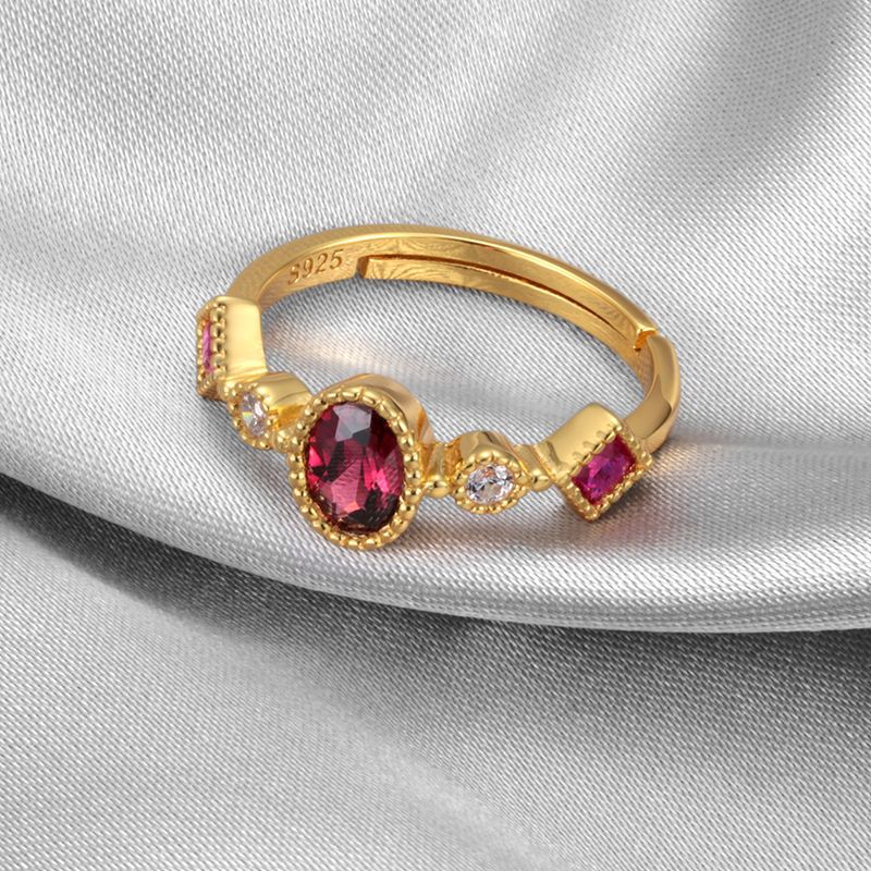 Close-up of S925 Silver Ring with Garnet
