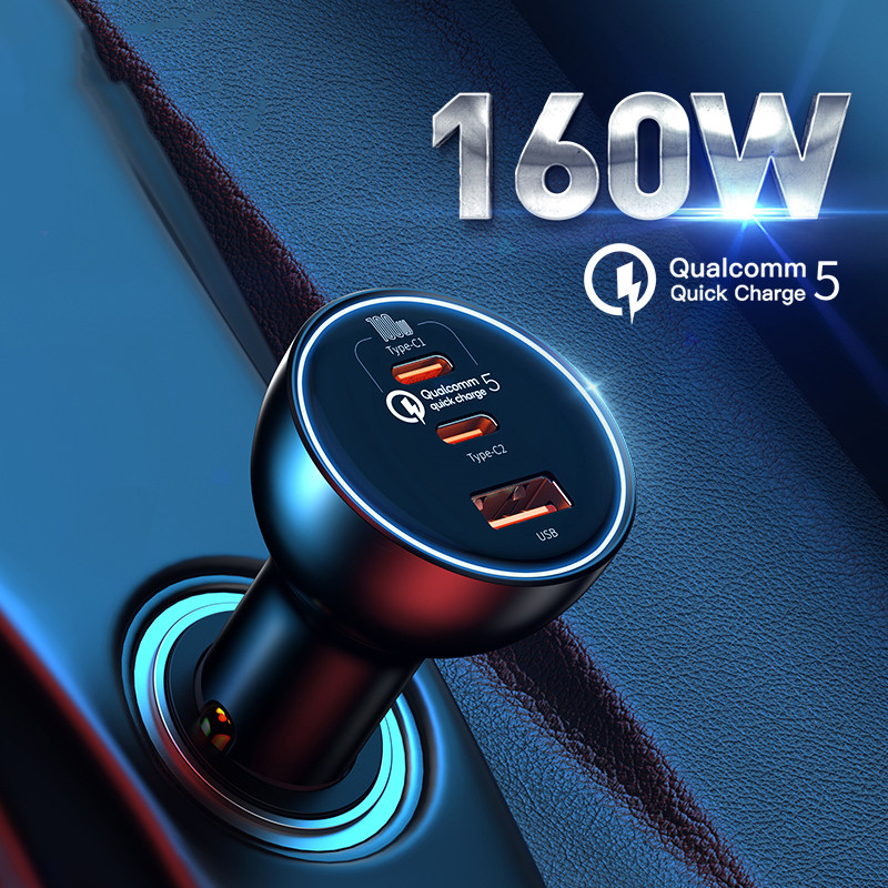 Exclusive Car Charger 160W Set Fast Charge Cigarette Lighter