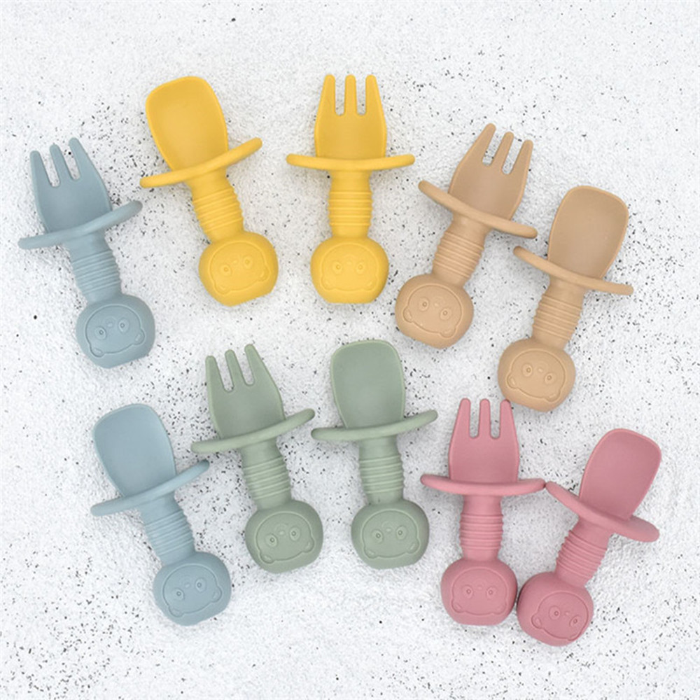 Silicone Short Handle Fork And Spoon For Eating CJdropshipping