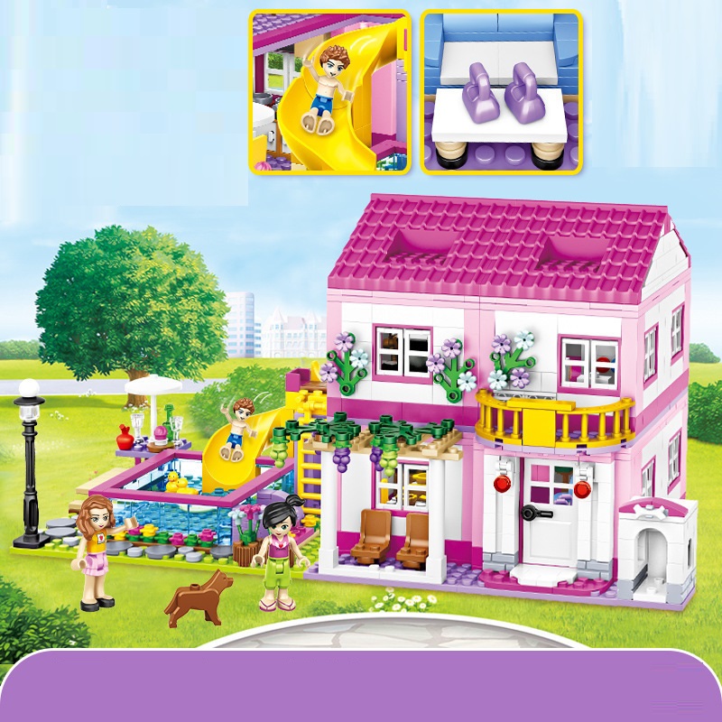 Summer Villa Play House Children's Educational Building Blocks Toys 