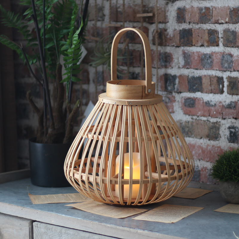 Handmade Bamboo Woven Wind Lantern Candle Holder Decorative Lantern