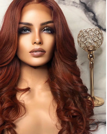 Mid-point Synthetic Bronze Long Curly Hair Wig