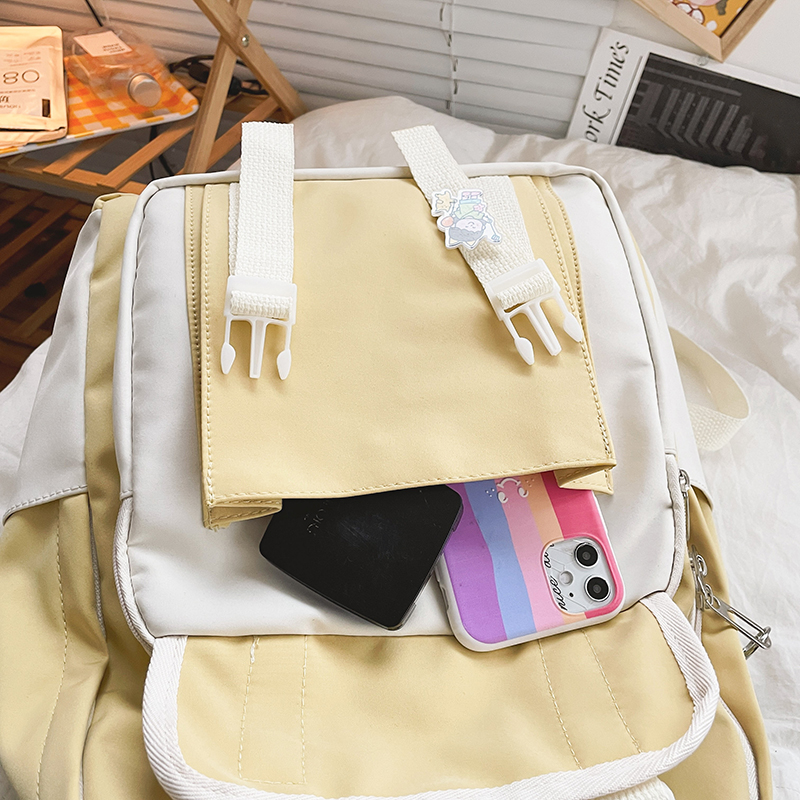 Cute Picture Square Label Contrast Color Buckle Pocket Backpack shopper-ever.myshopify.com