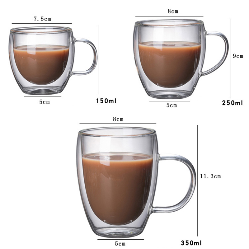 Messina glass coffee mugs with handle dimensions