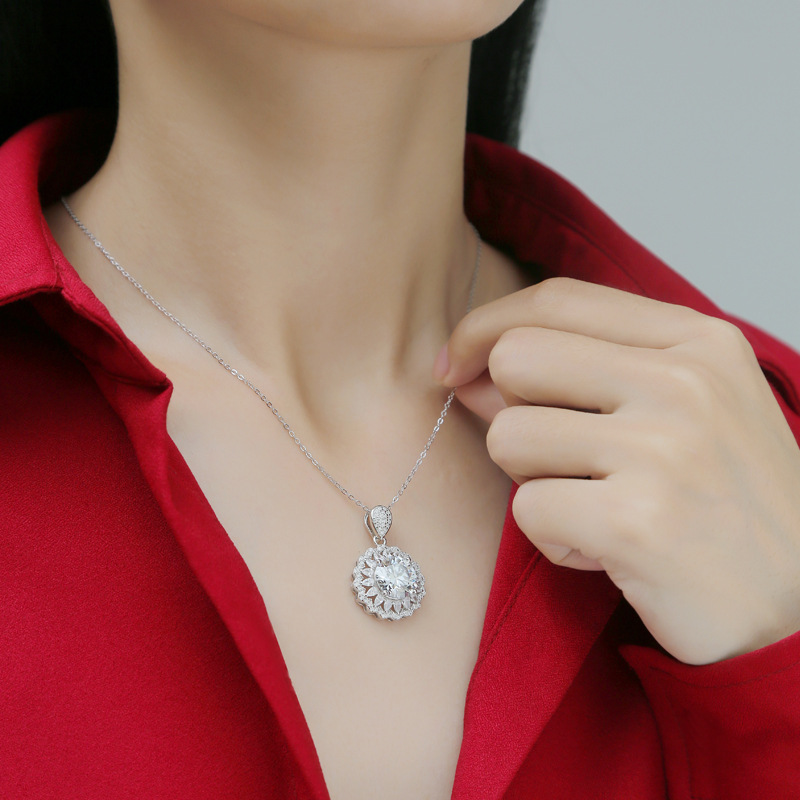 S925 Silver Necklace With Moissanite Pendant Cjdropshipping 8644