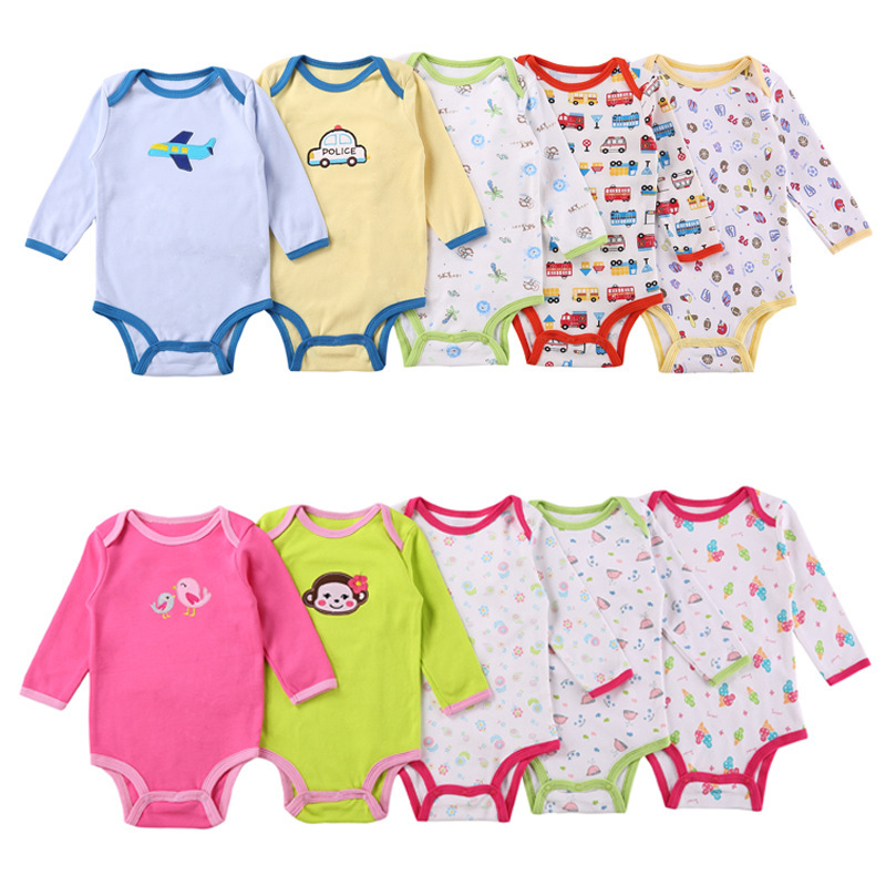 Long-sleeved Baby Cotton Bag Fart Clothes Five-piece One-piece