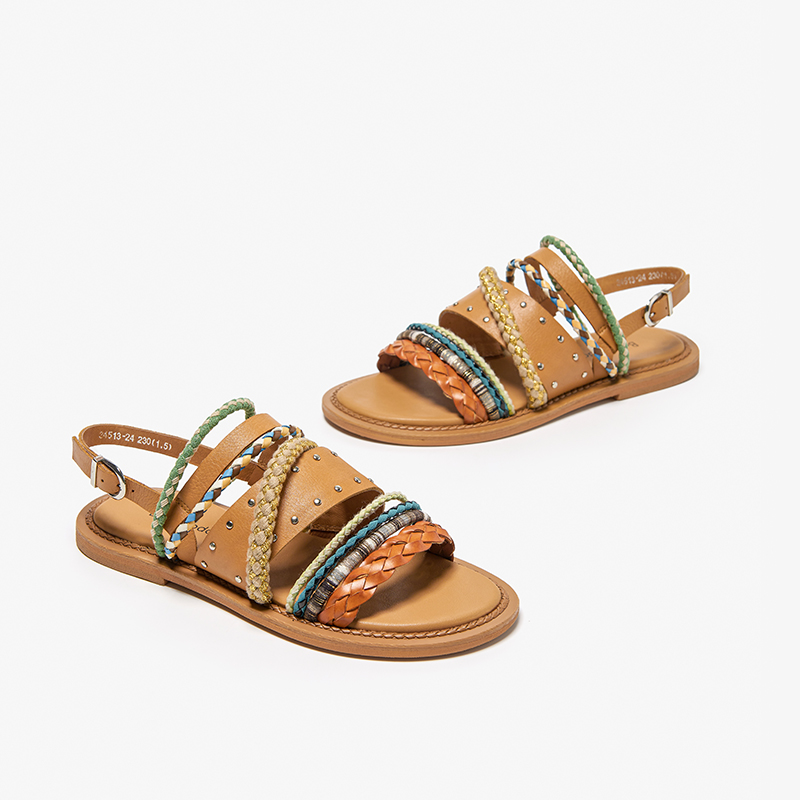 Women's Summer Flat Roman Woven Leather Niche Sandals - CJdropshipping