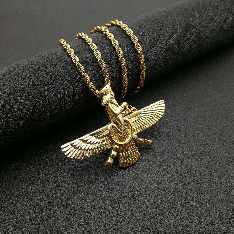 Persian Jewelry Titanium Steel Gold Plated Zoroastrian Pendant Necklace CJdropshipping