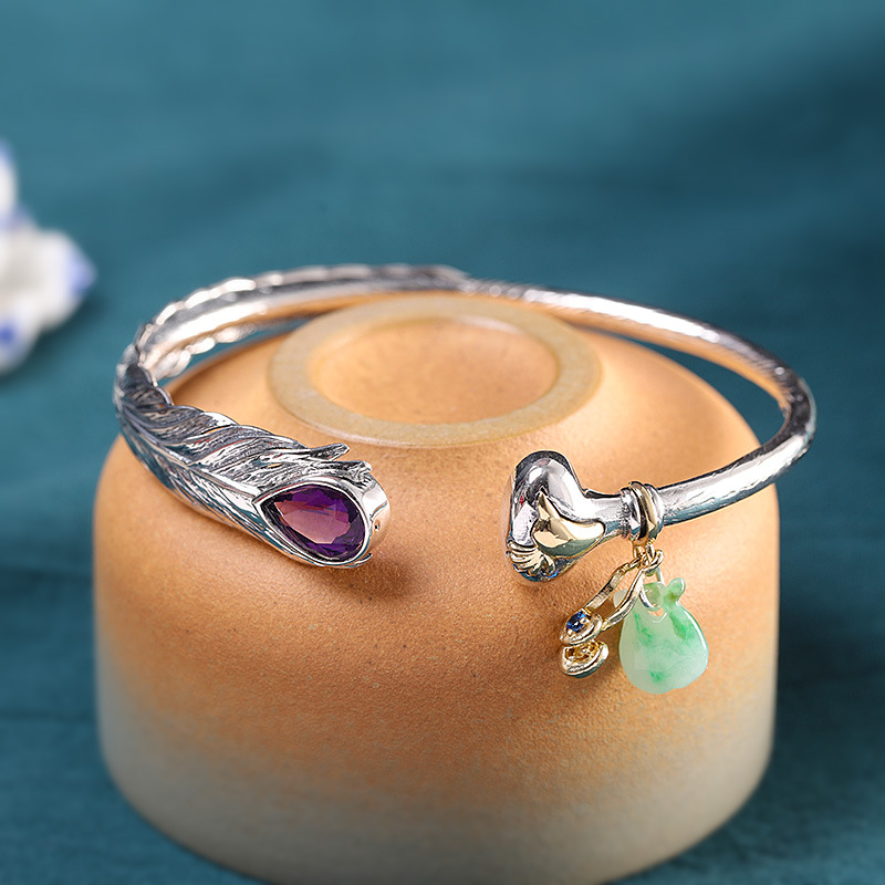 Jewelry Thai Silver Water Drop Amethyst Bracelet CJdropshipping