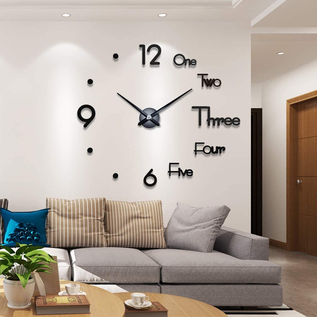 8d85a57d 1984 49dc bf1f 47d48f3bde5e - Large 3D Frameless Wall Clock Stickers DIY Wall Decoration for Living Room Bedroom Office