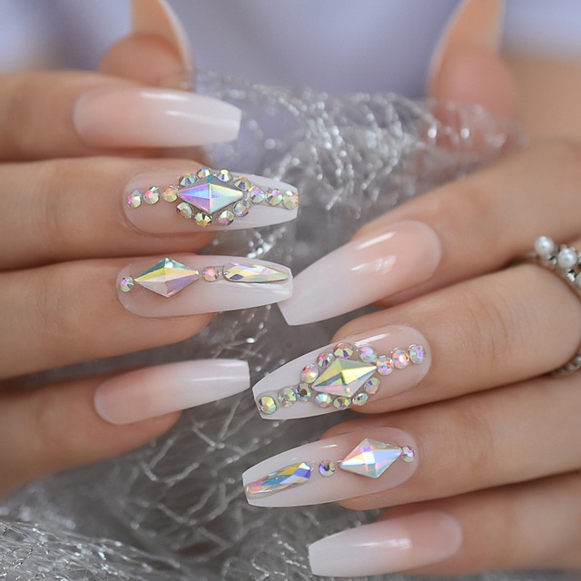 On Nails Extra Long Light Marble Colorful