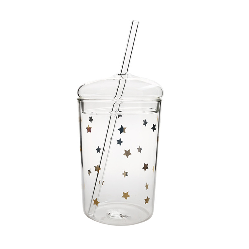 Las Vegas glass coffee cup with lid and straw
