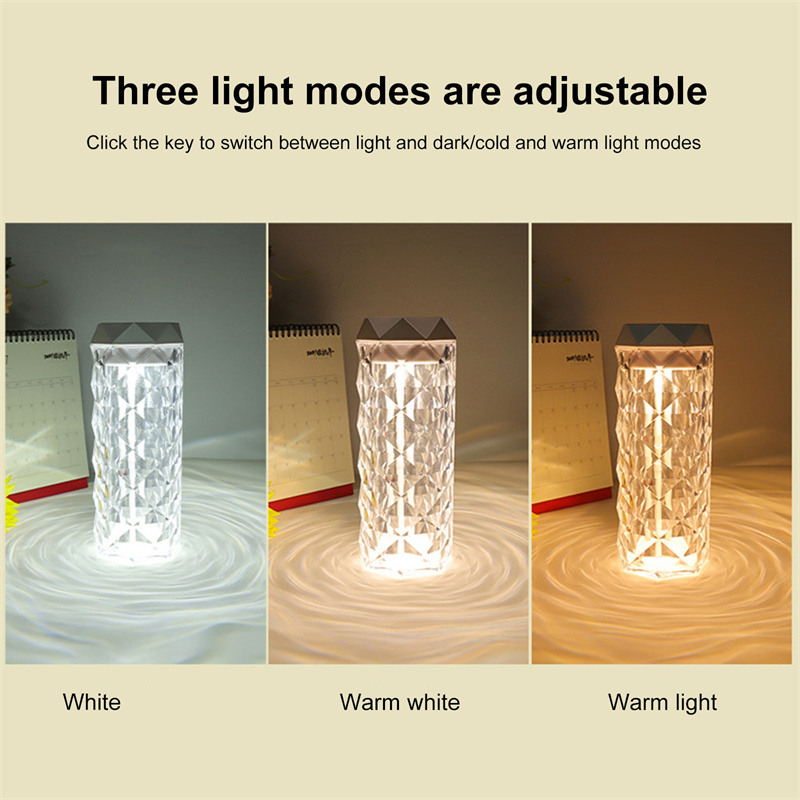 Crystal Lamp Humidifier & Color Night Light - LED, Touch Control, Cool Mist