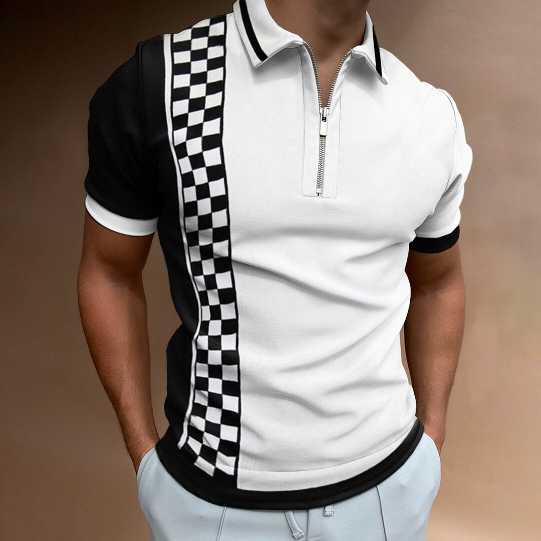 Check Texture Polo Shirt Men's Polo Shirt National Stitching Color ...