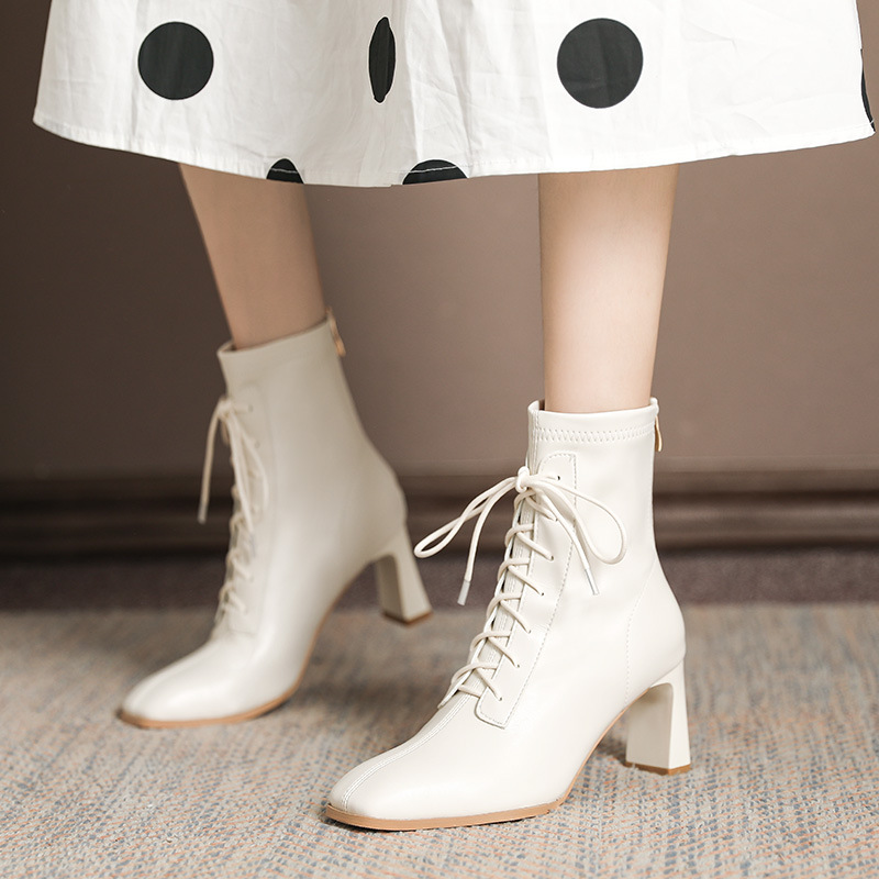 Buy DREAM PAIRS Knee High Boots Women, Fashion Lace Up Chunky Platform Lug  Sole Boots For Women, White/Pu, 7 at Amazon.in