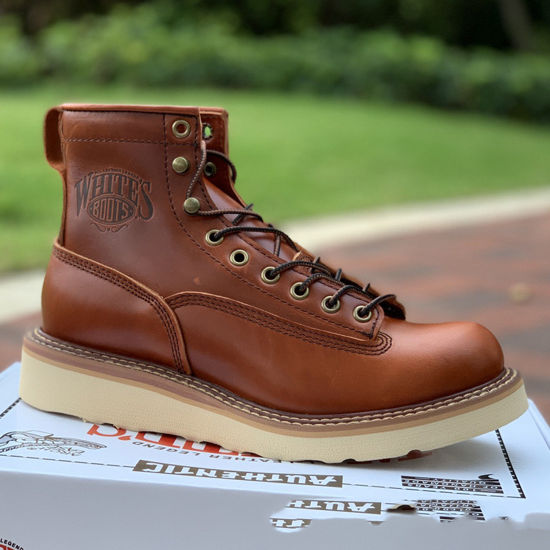 Men's Retro White Motorcycle Boots England CJdropshipping