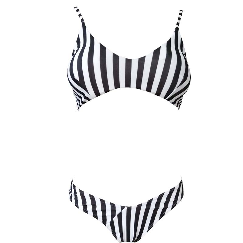 Women'S Black And White Striped Swimsuit - CJdropshipping