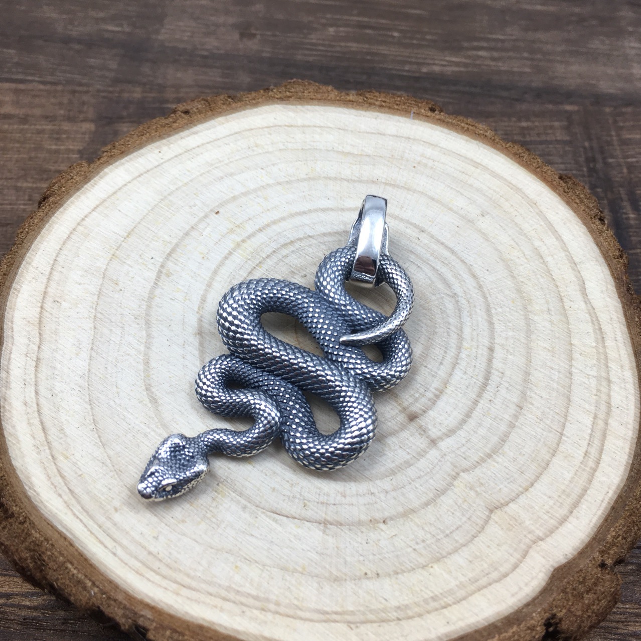 "Mens Silver Pendant - Python, the Mark of Sophistication"