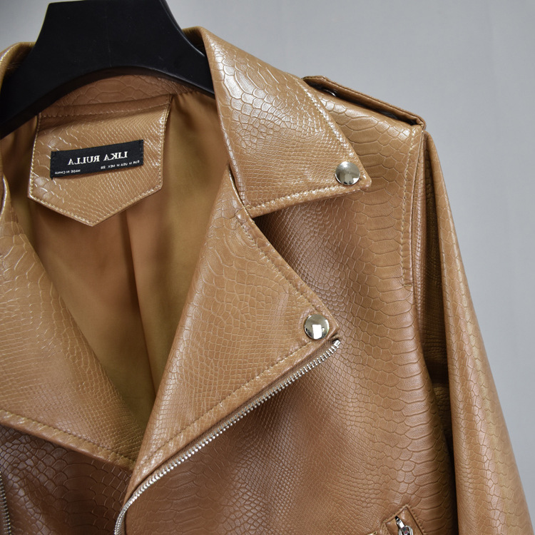Retro Faux Leather Textured Jacket - Vintage Vegan-Friendly Leather Coat
