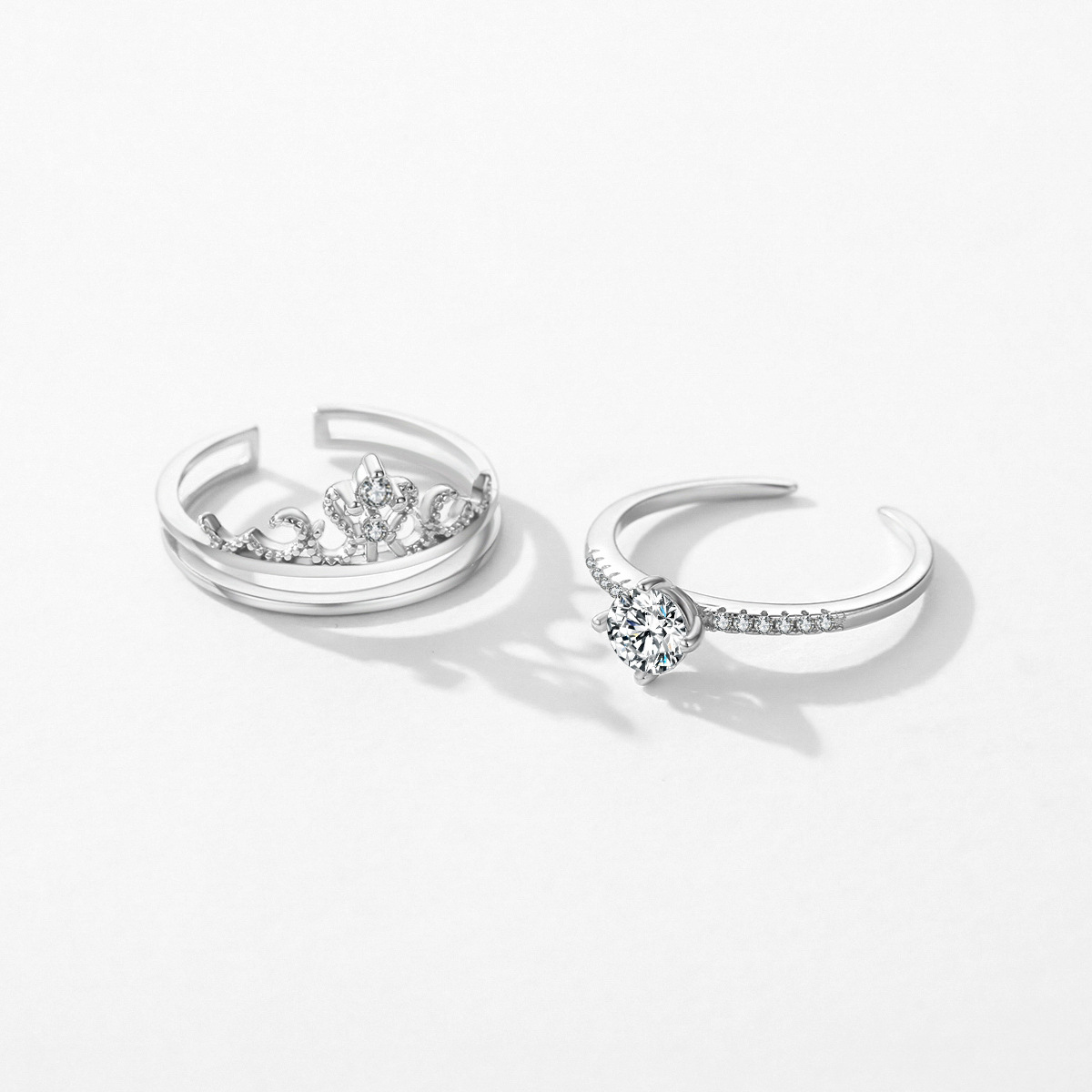 S925 Sterling Crown Silver Ring for Women Light Luxury Minority
