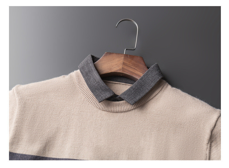 Colorblock Slim Top: Your Stylish Fall/Winter Men's Shirt Collar Knitwear