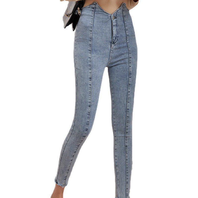 Korean Style High Waist Stretch Slim Jeans Women