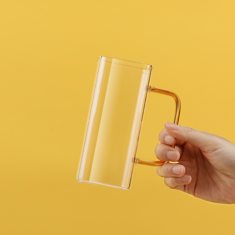 Rome glass mug with yellow handle