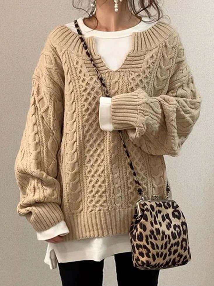 9a398b79 e6e2 4730 b1e6 62c9d4572575 Linen Pattern Sweater Casual Knit Sweater