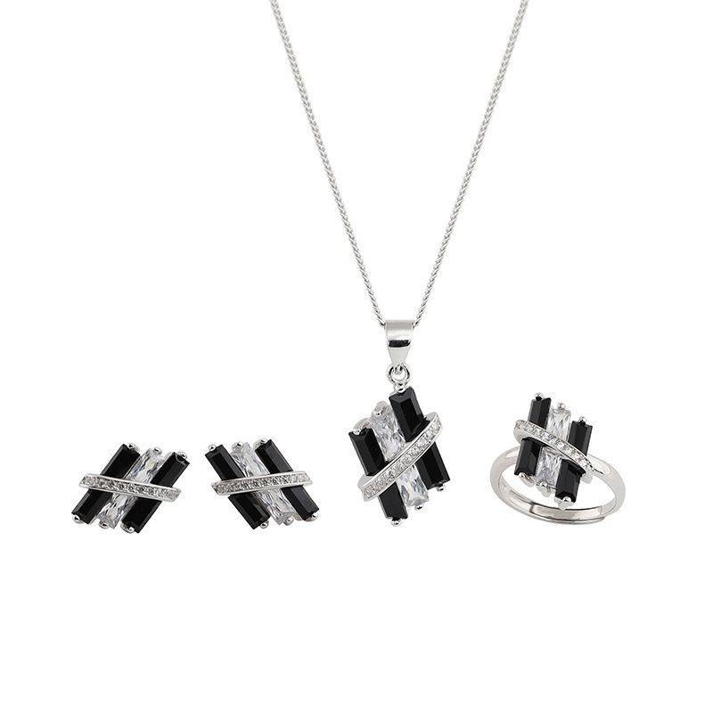 Stylish Sterling Silver Set for Women's Fashion: Ornamented Design