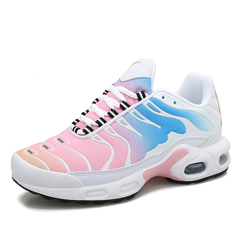 Unisex Lace-up 3d Print Striped Air Cushion Sneakers Shoes