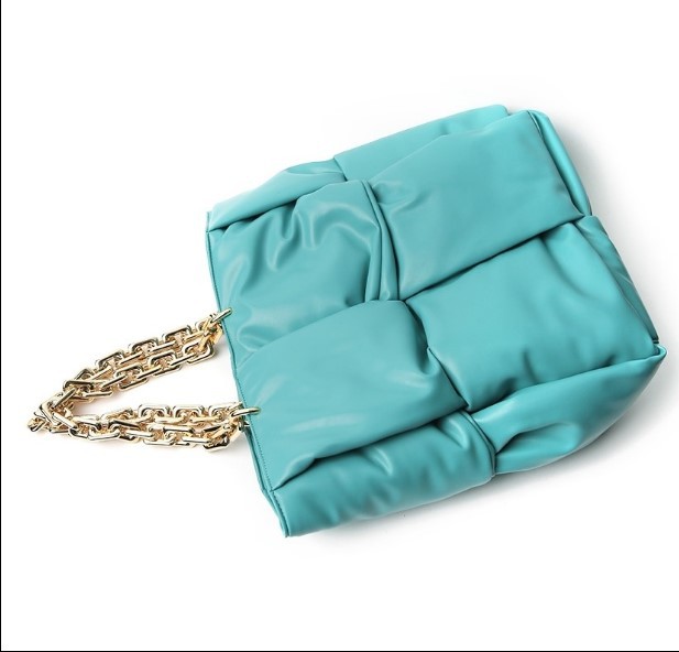 aquamarine puffy tote bag