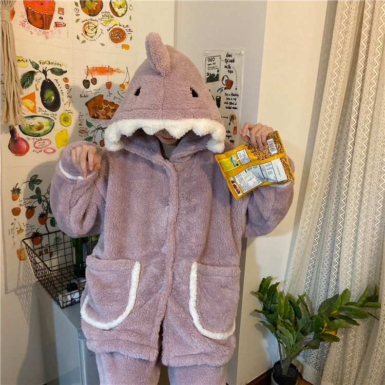 Kawaii Long-Sleeve Shark Hooded Pajama Set auggust-store.myshopify.com Pajama Sets Auggust Store